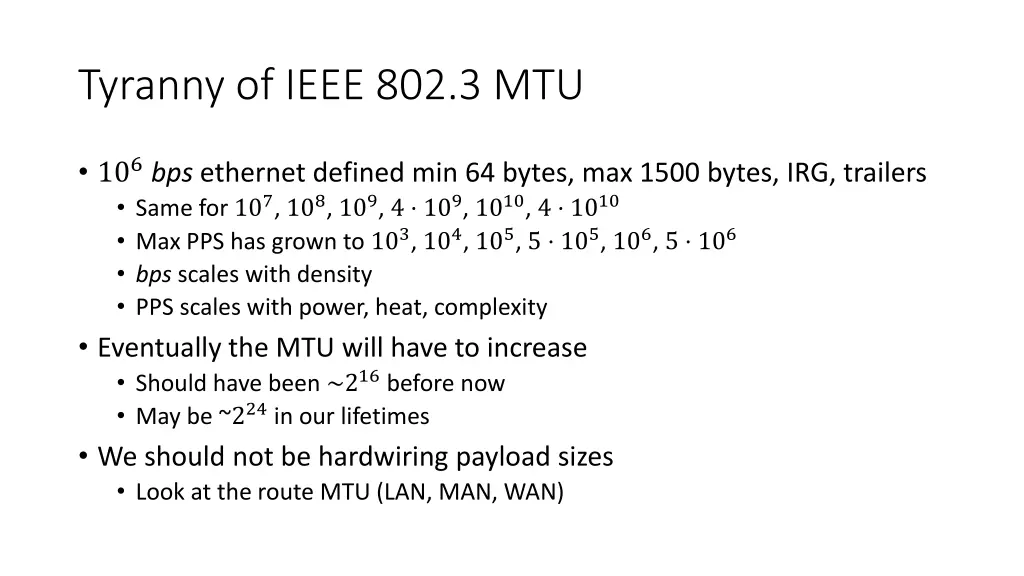 tyranny of ieee 802 3 mtu