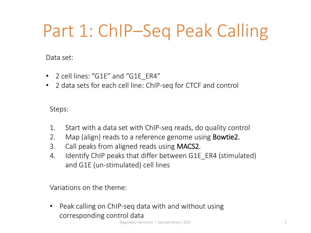 part 1 chip seq peak calling
