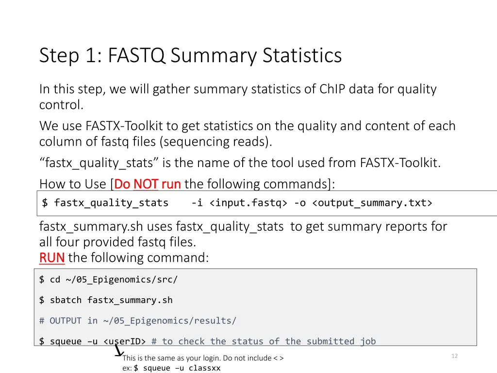 step 1 fastq summary statistics