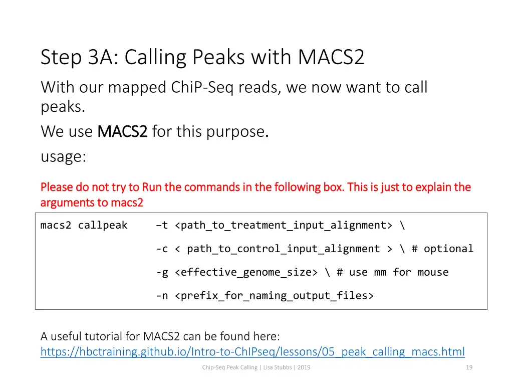 step 3a calling peaks with macs2