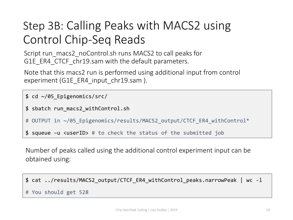 step 3b calling peaks with macs2 using control