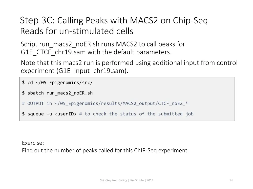 step 3c calling peaks with macs2 on chip