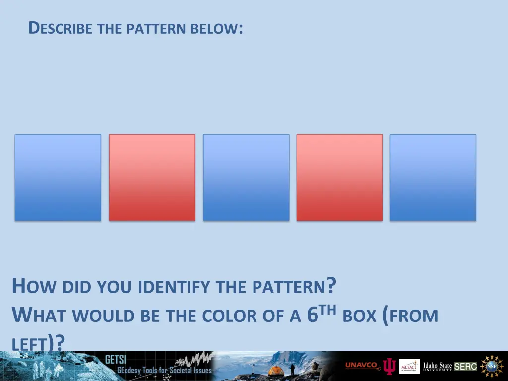 d escribe the pattern below