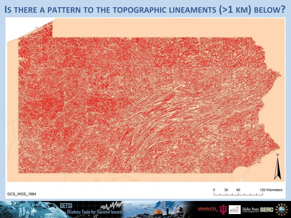 i s there a pattern to the topographic lineaments