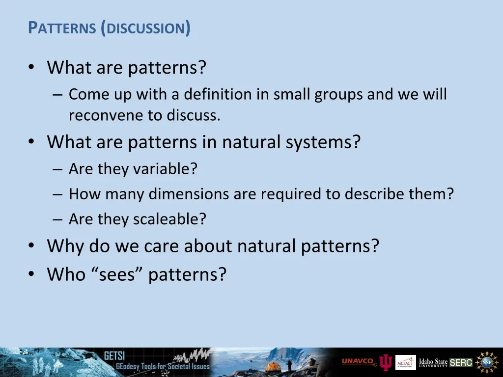 p atterns discussion