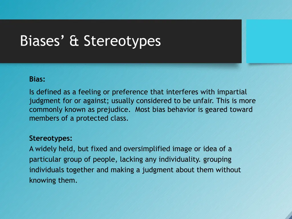 biases stereotypes