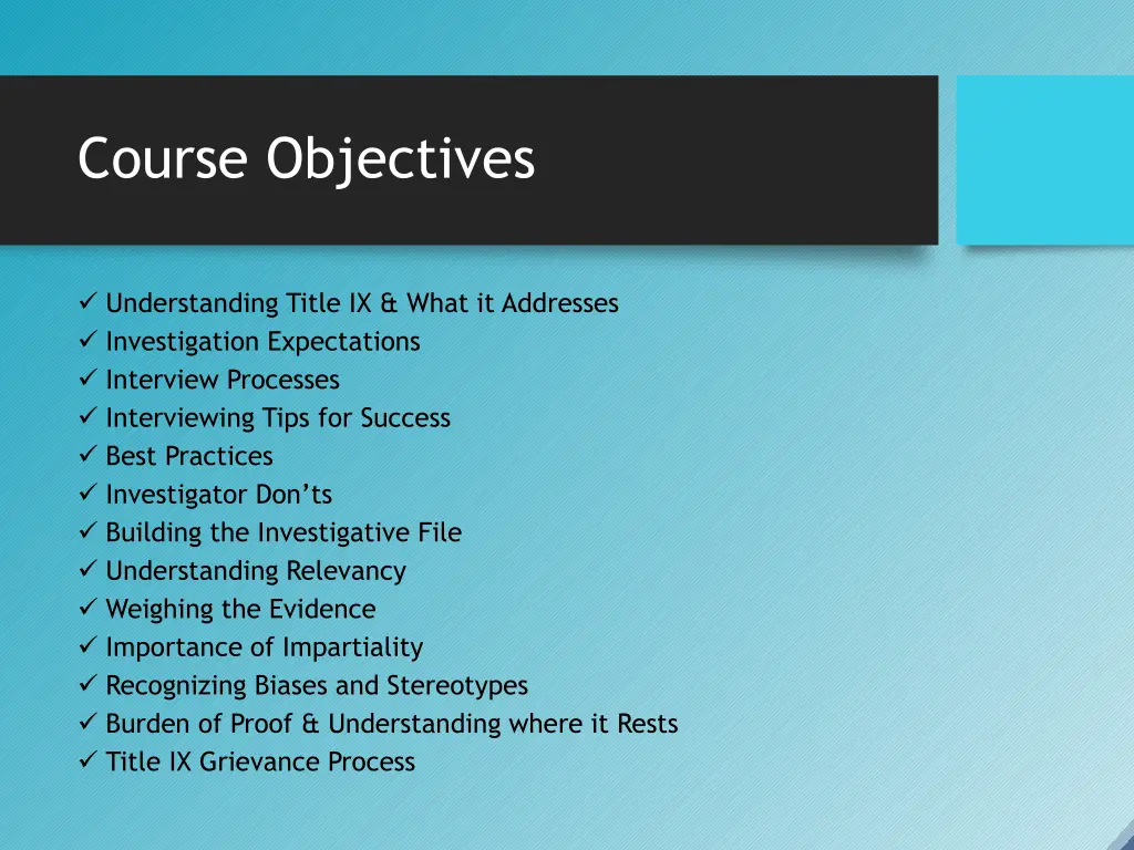 course objectives