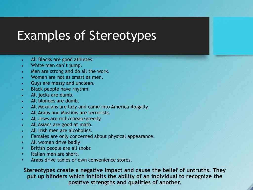 examples of stereotypes