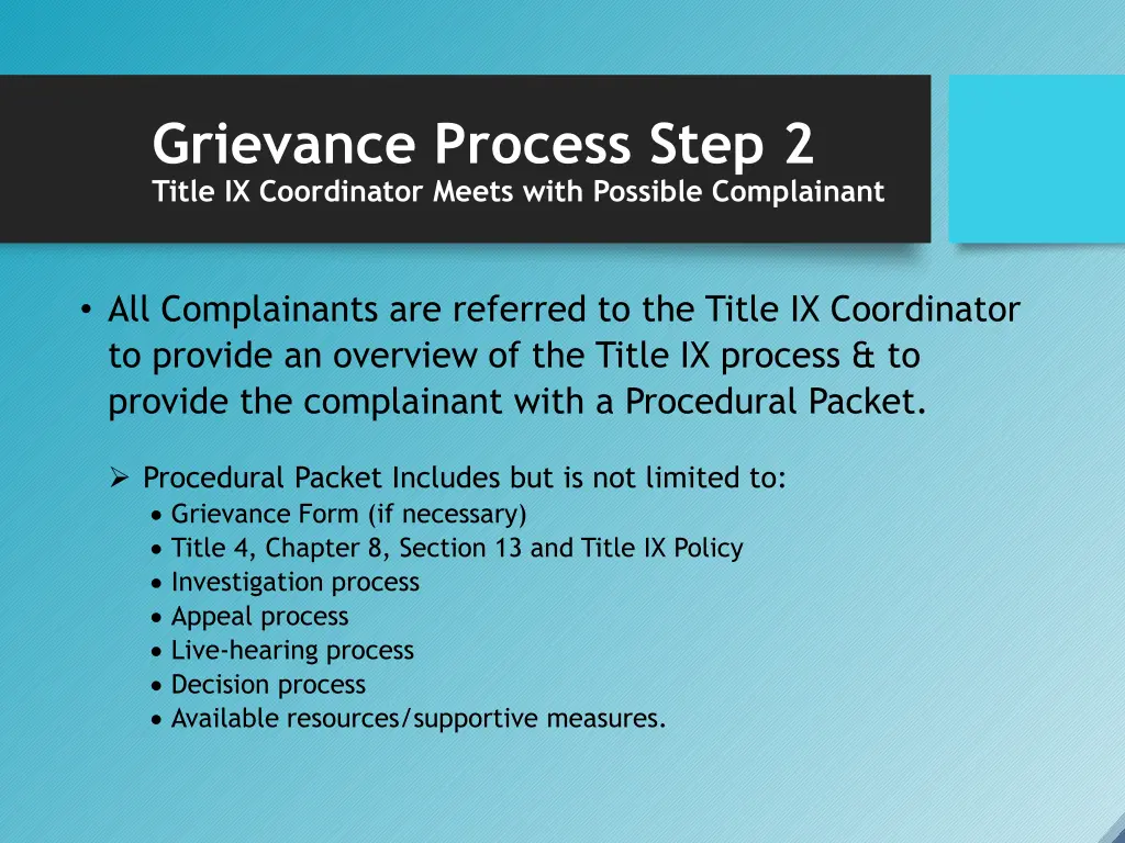 grievance process step 2 title ix coordinator