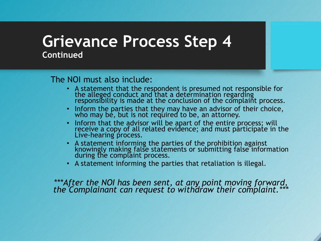 grievance process step 4 continued