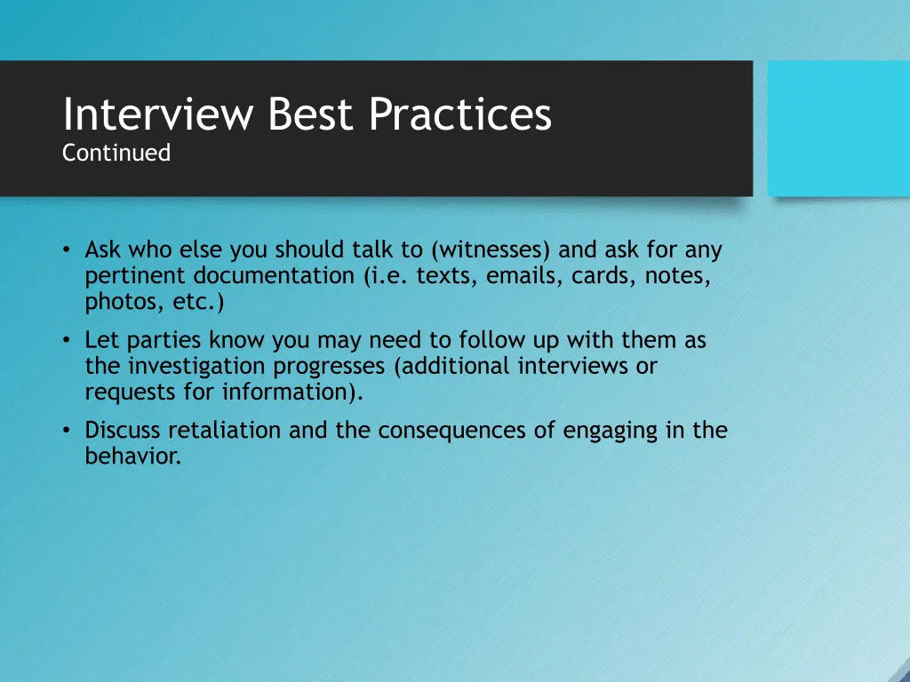 interview best practices continued