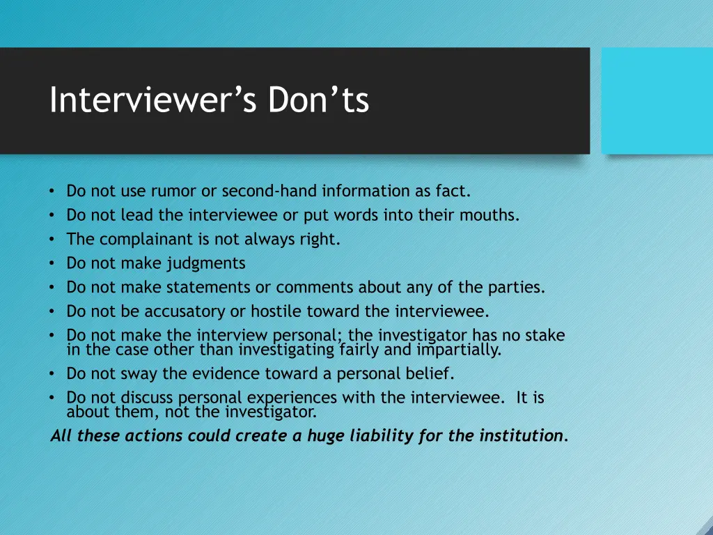 interviewer s don ts