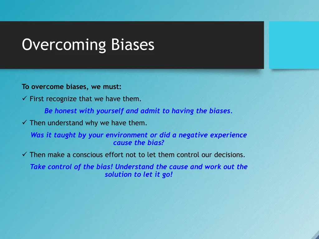 overcoming biases