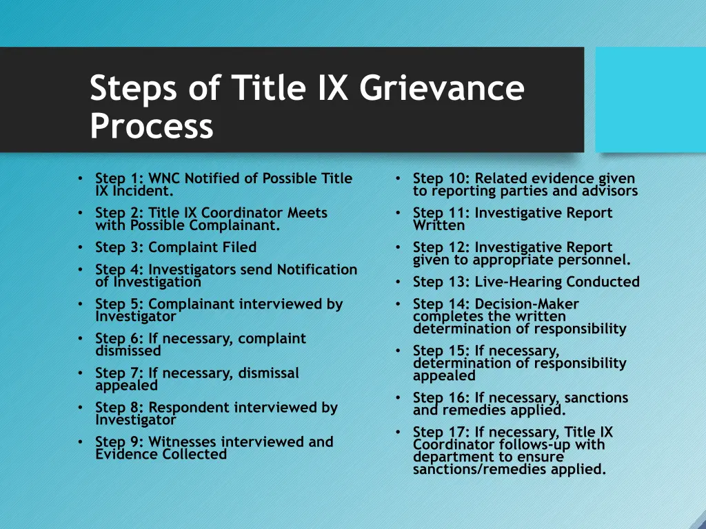 steps of title ix grievance process