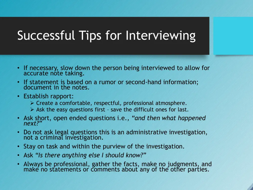 successful tips for interviewing