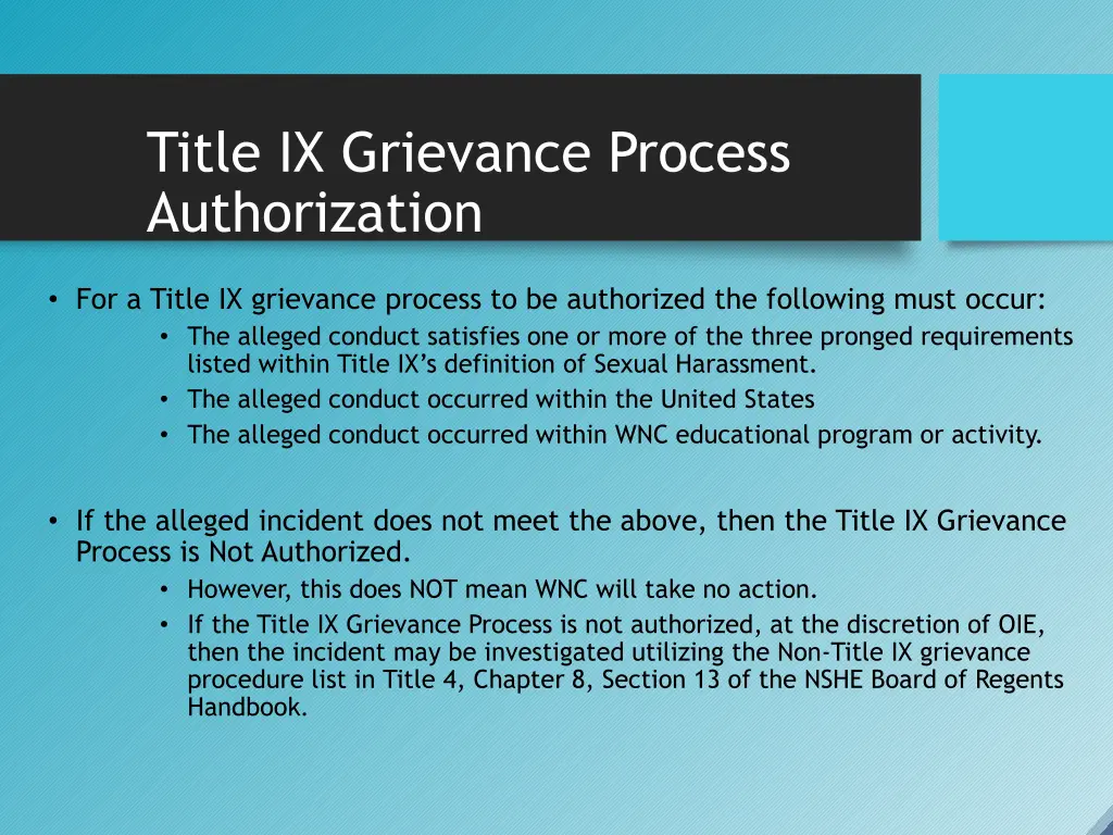 title ix grievance process authorization