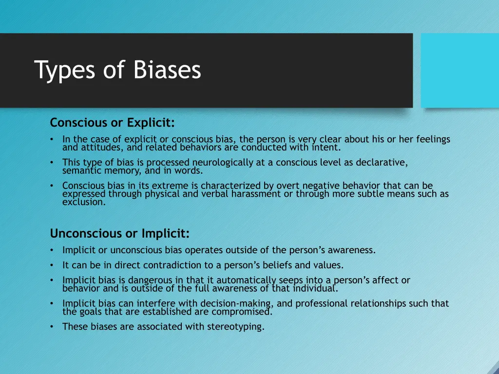 types of biases