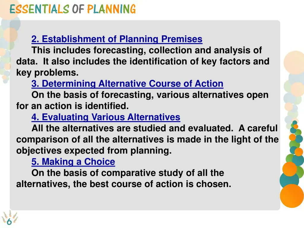 2 establishment of planning premises this