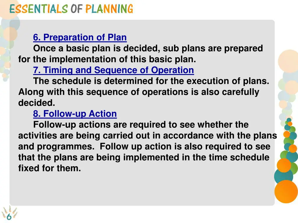 6 preparation of plan once a basic plan