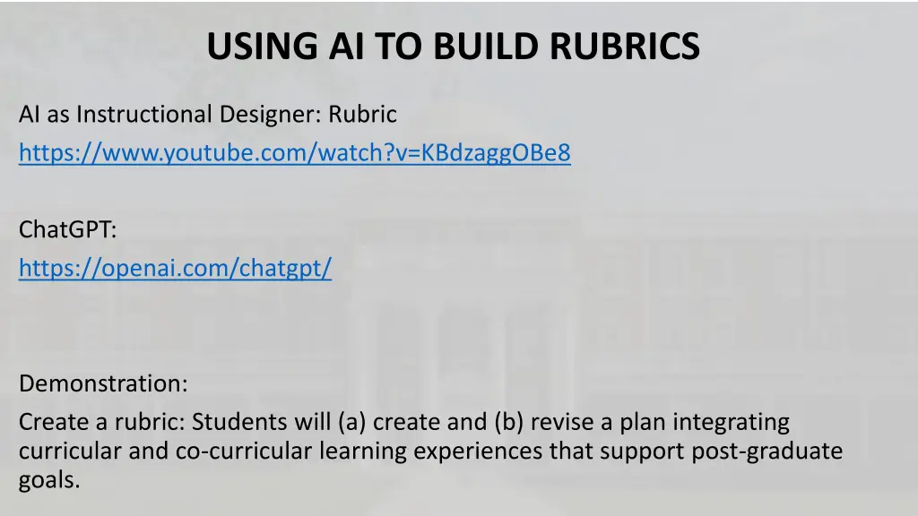 using ai to build rubrics