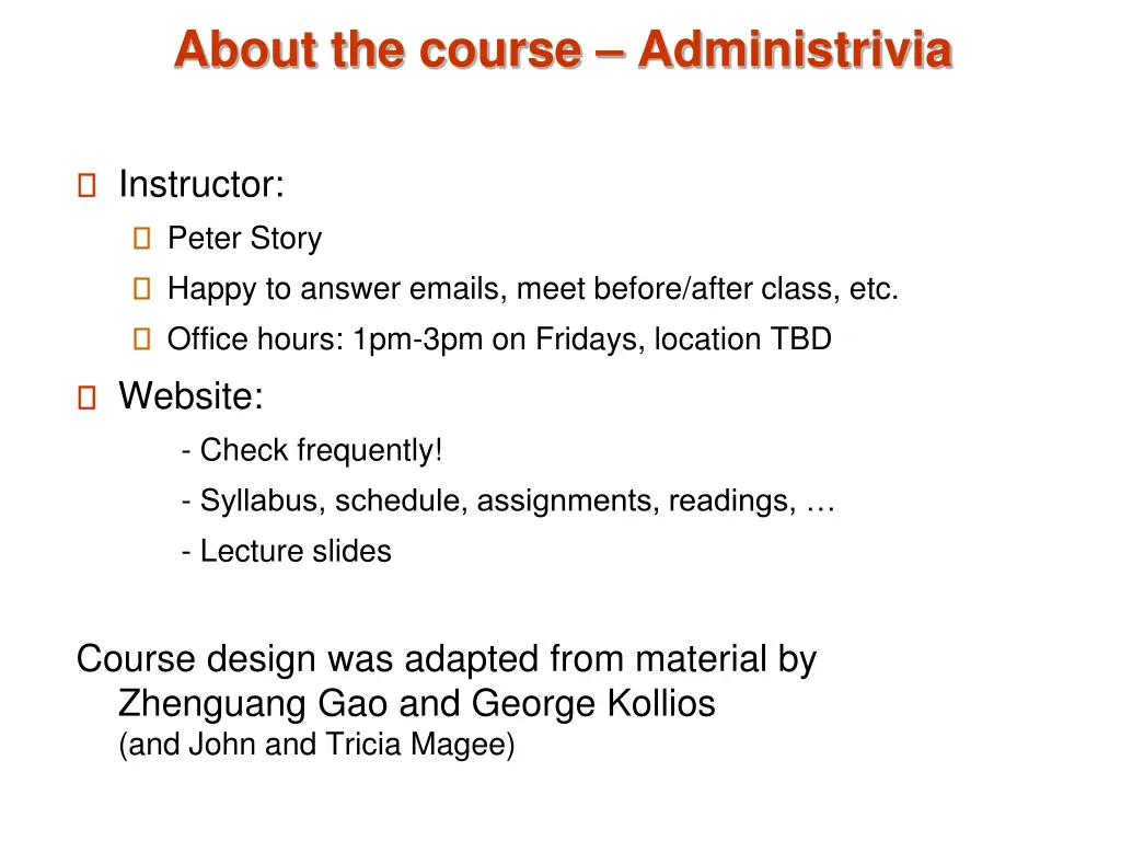 about the course administrivia