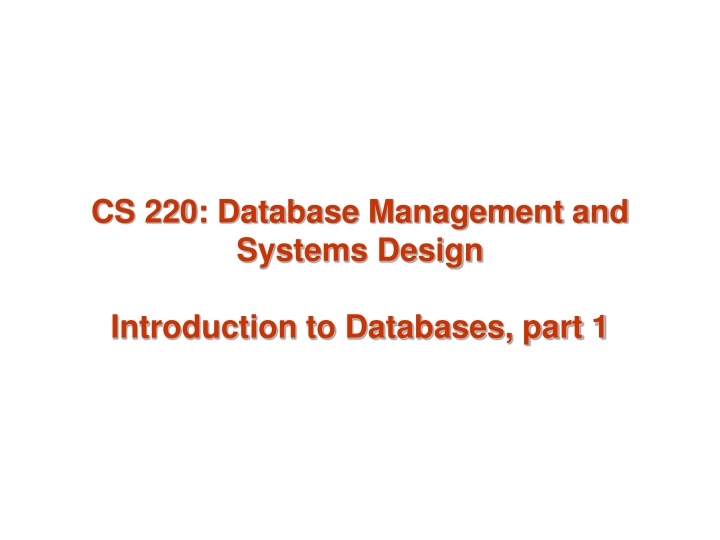 cs 220 database management and systems design