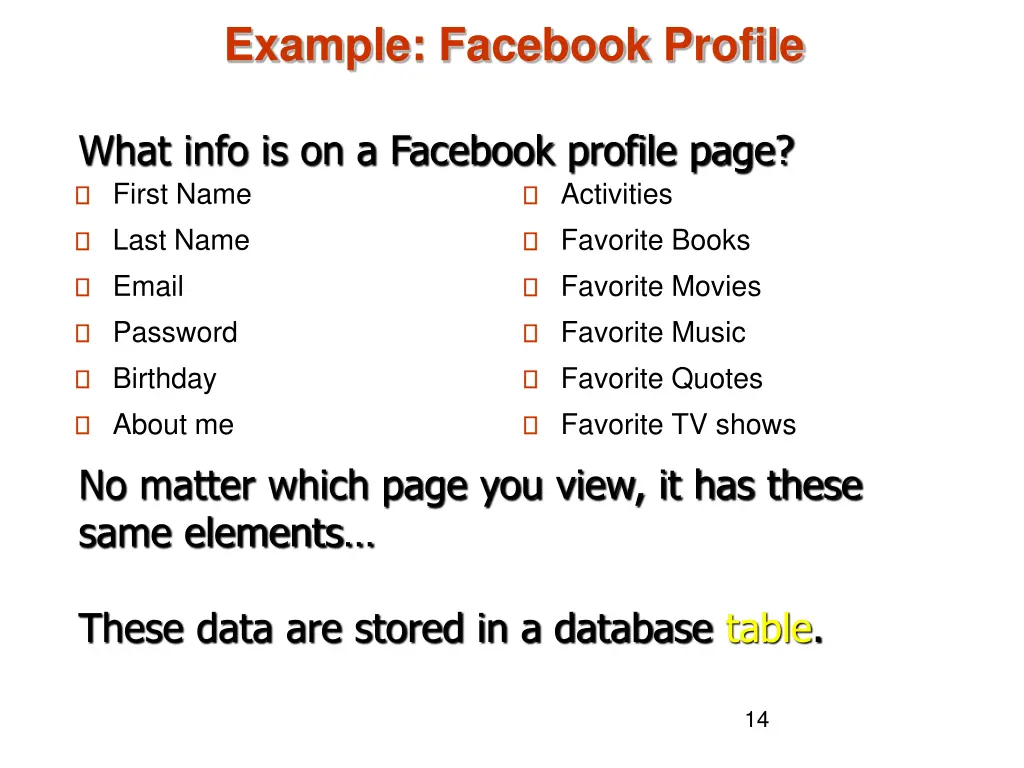 example facebook profile