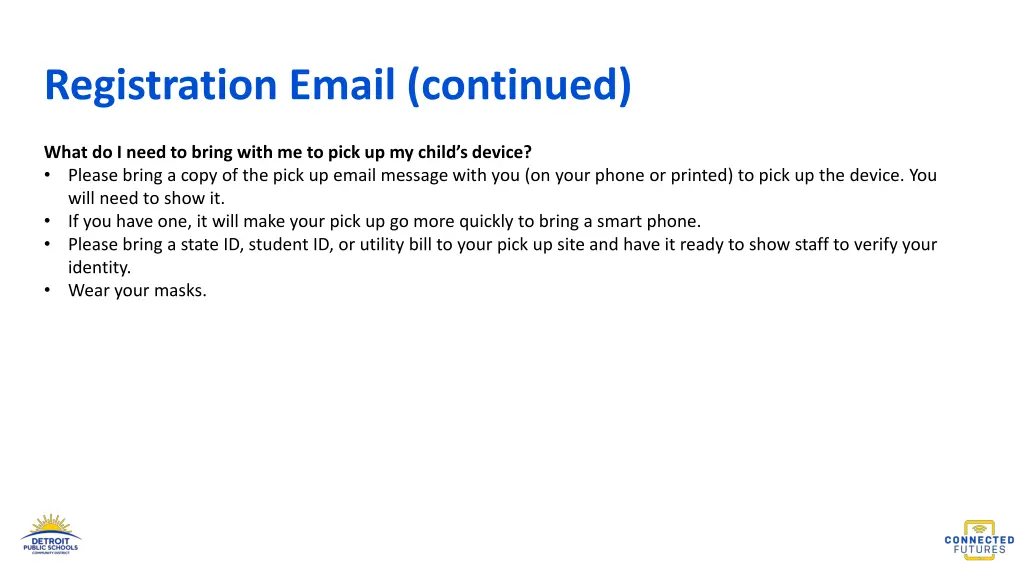 registration email continued