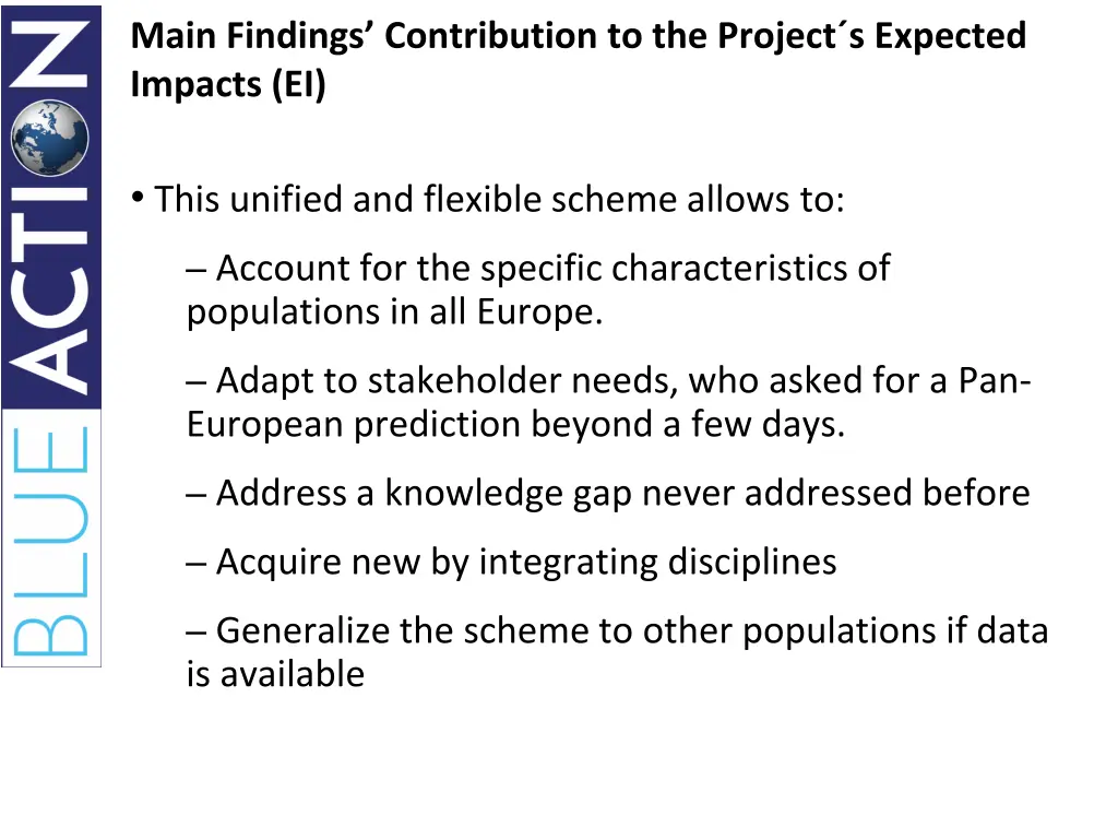 main findings contribution to the project
