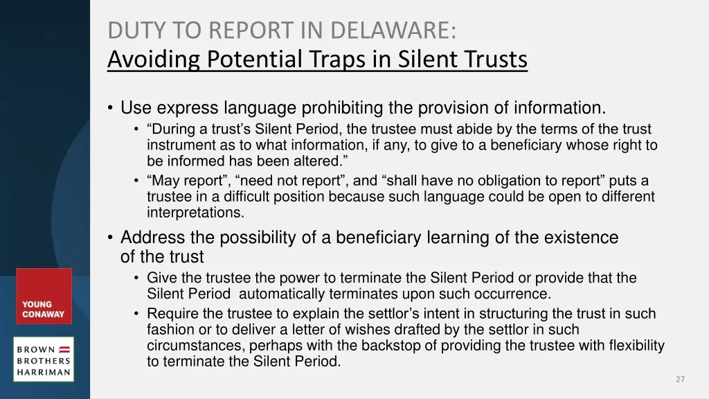 duty to report in delaware avoiding potential