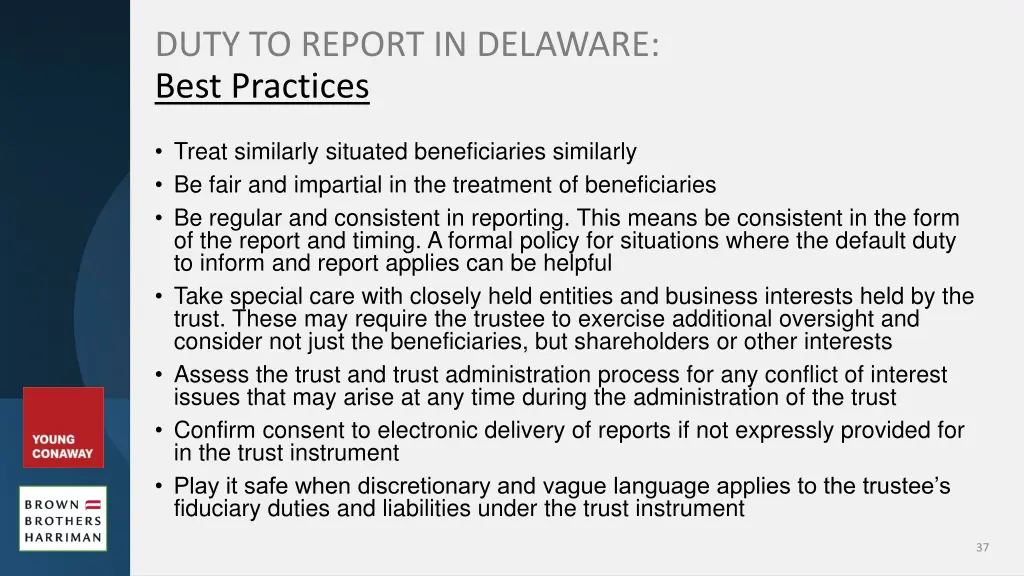 duty to report in delaware best practices 2