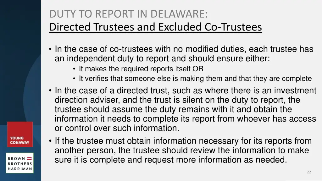 duty to report in delaware directed trustees 1