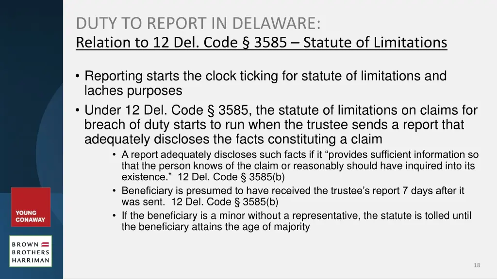 duty to report in delaware relation