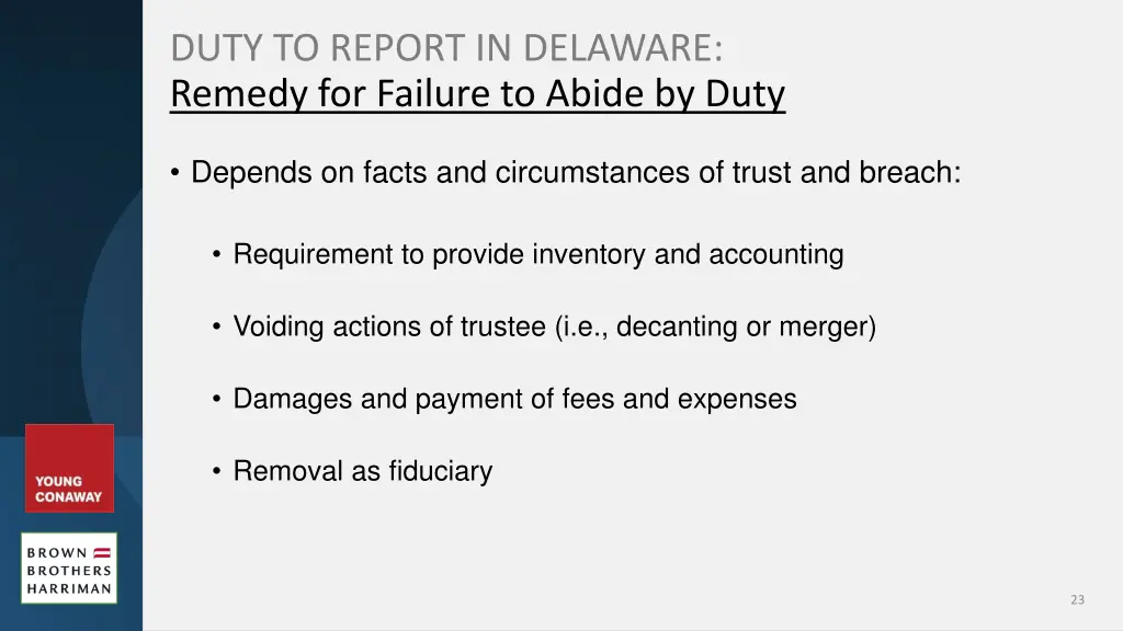 duty to report in delaware remedy for failure