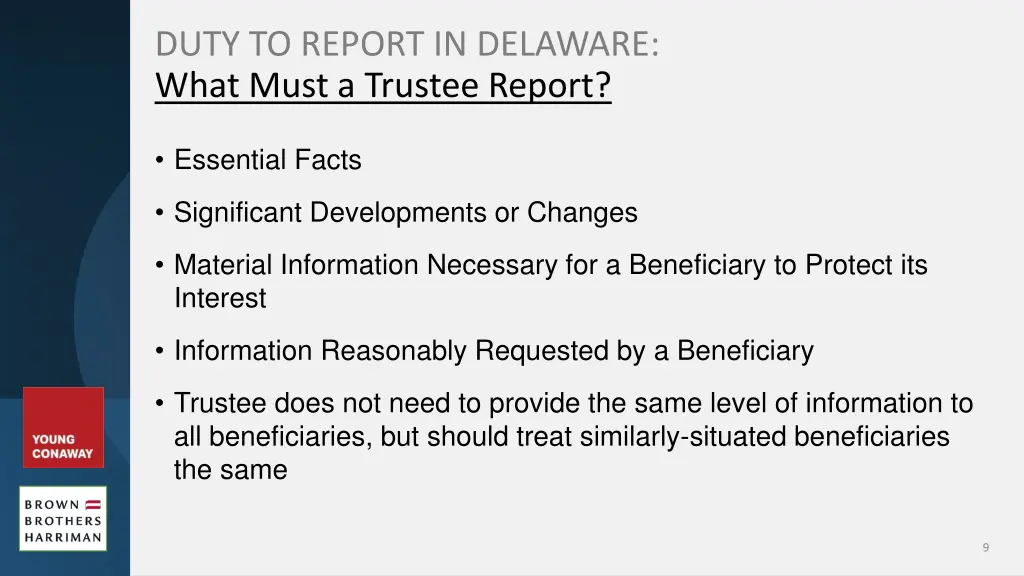 duty to report in delaware what must a trustee