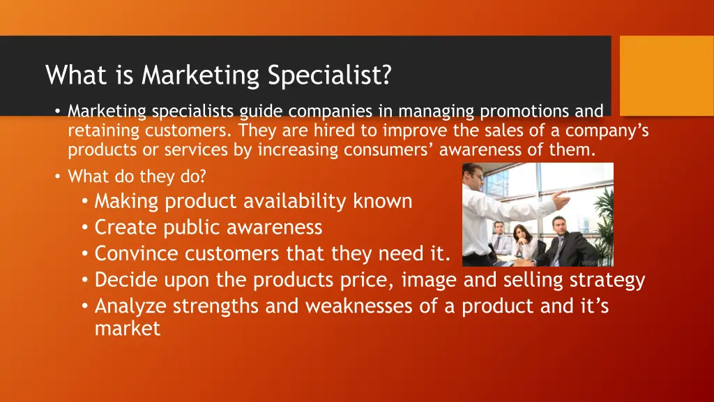 what is marketing specialist