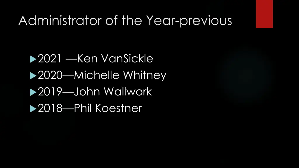 administrator of the year previous