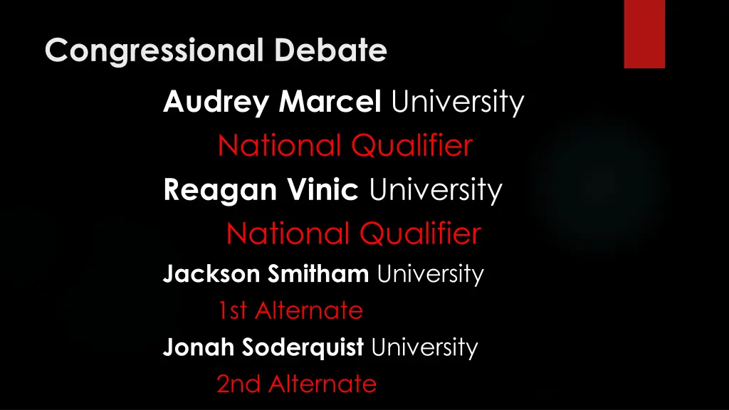 congressional debate audrey marcel university