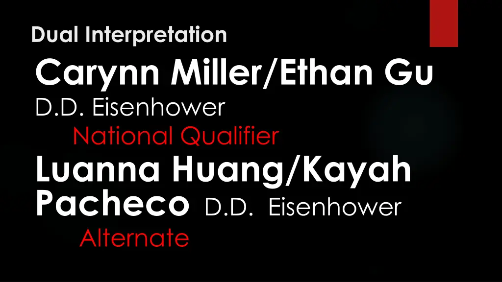 dual interpretation carynn miller ethan