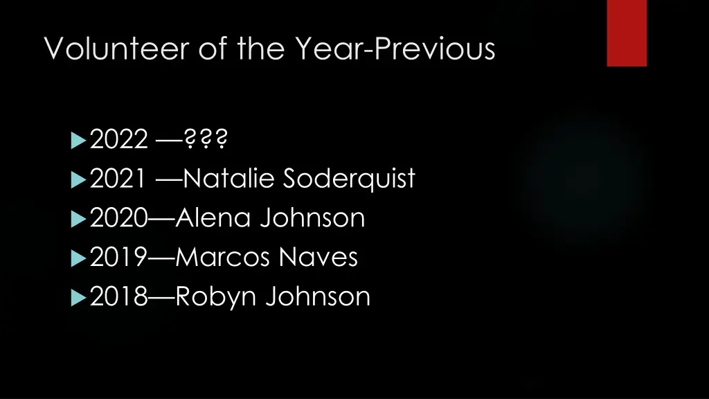 volunteer of the year previous