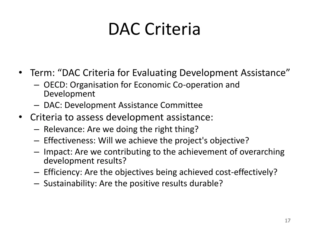 dac criteria