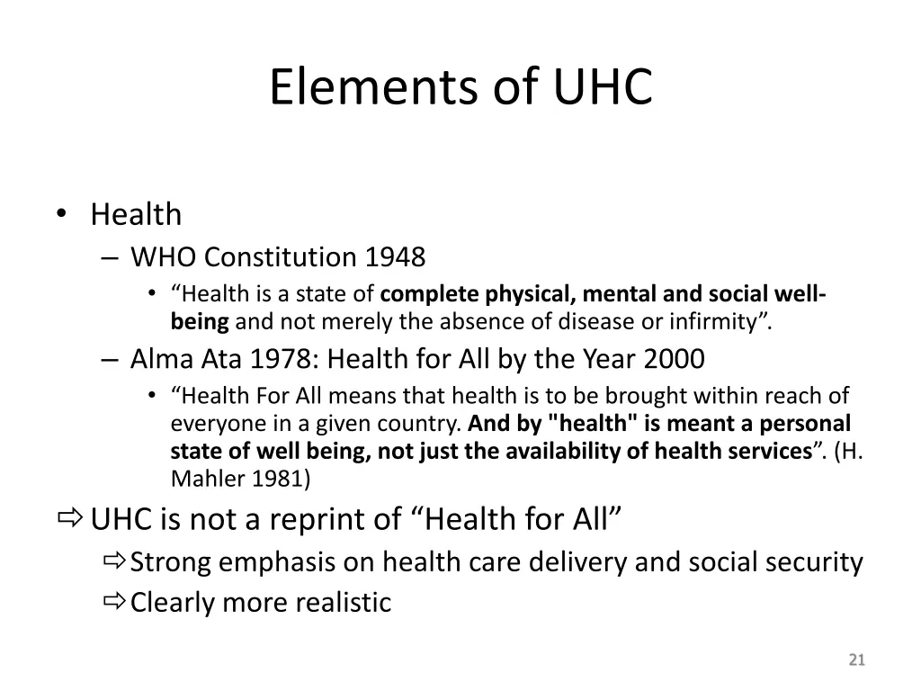 elements of uhc