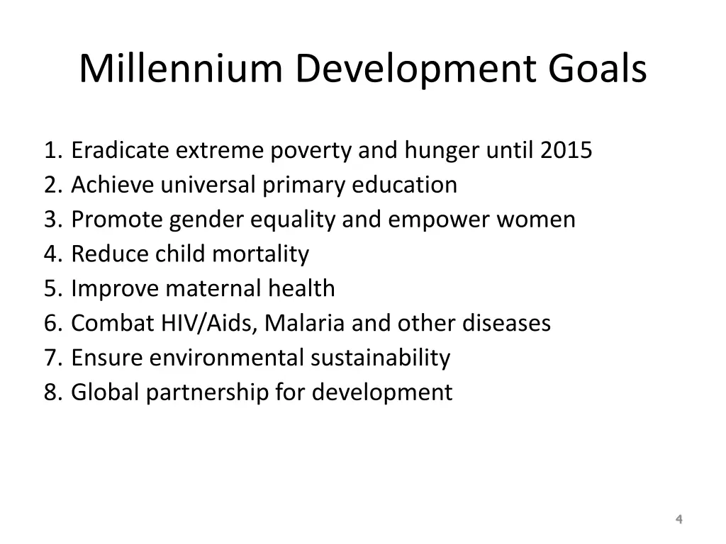 millennium development goals