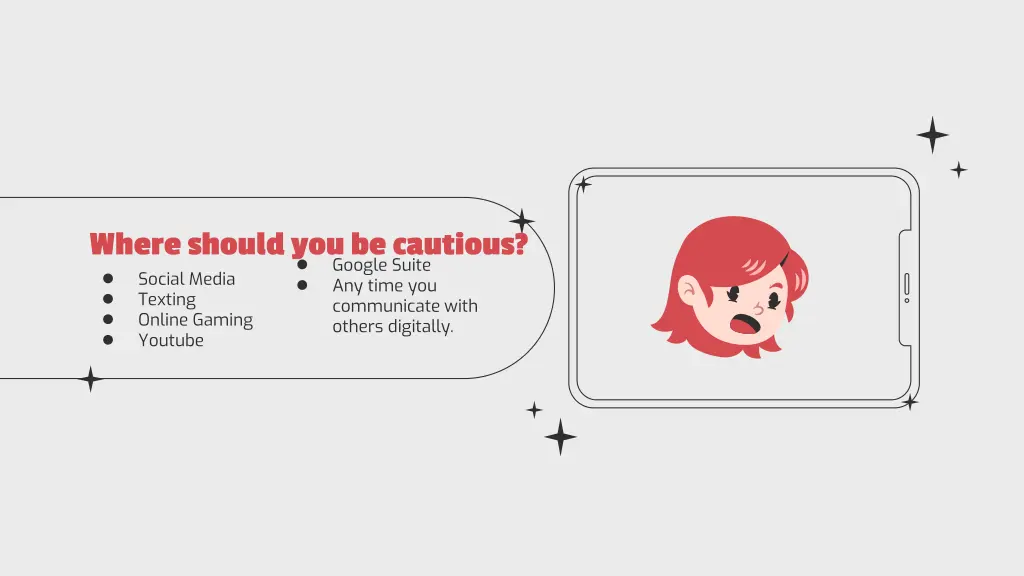 where should you be cautious social media texting