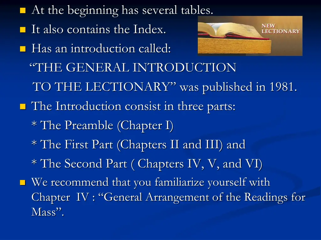 at the beginning has several tables it also