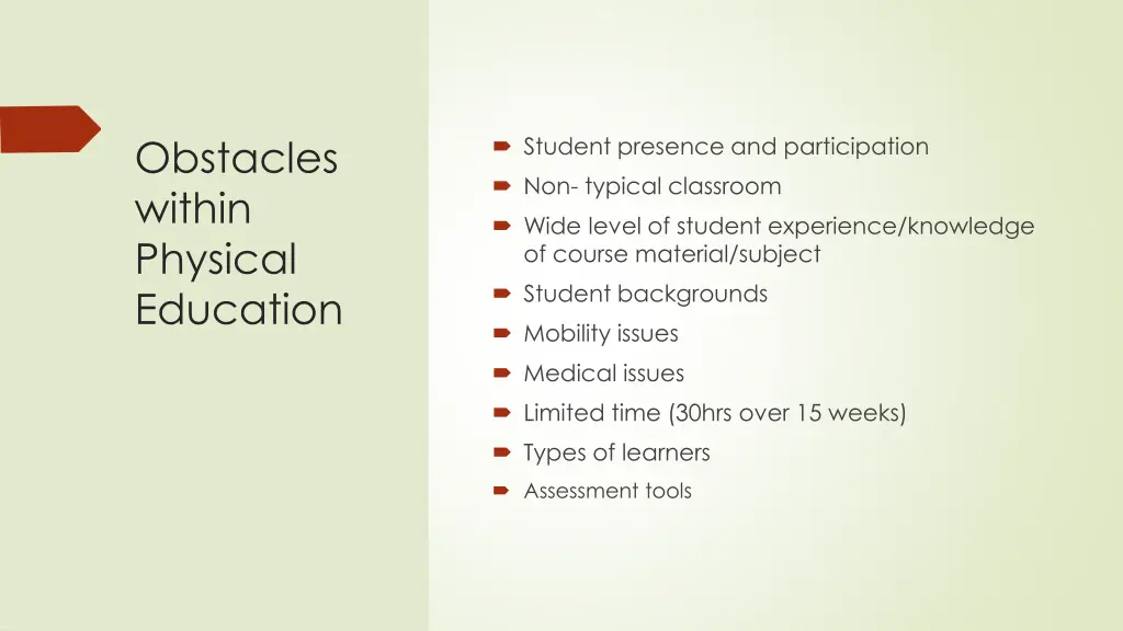 obstacles within physical education