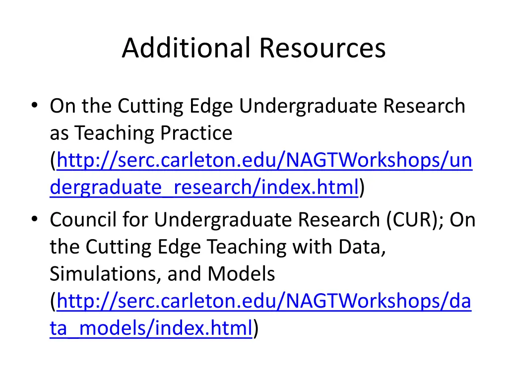 additional resources