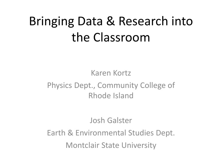 bringing data research into the classroom