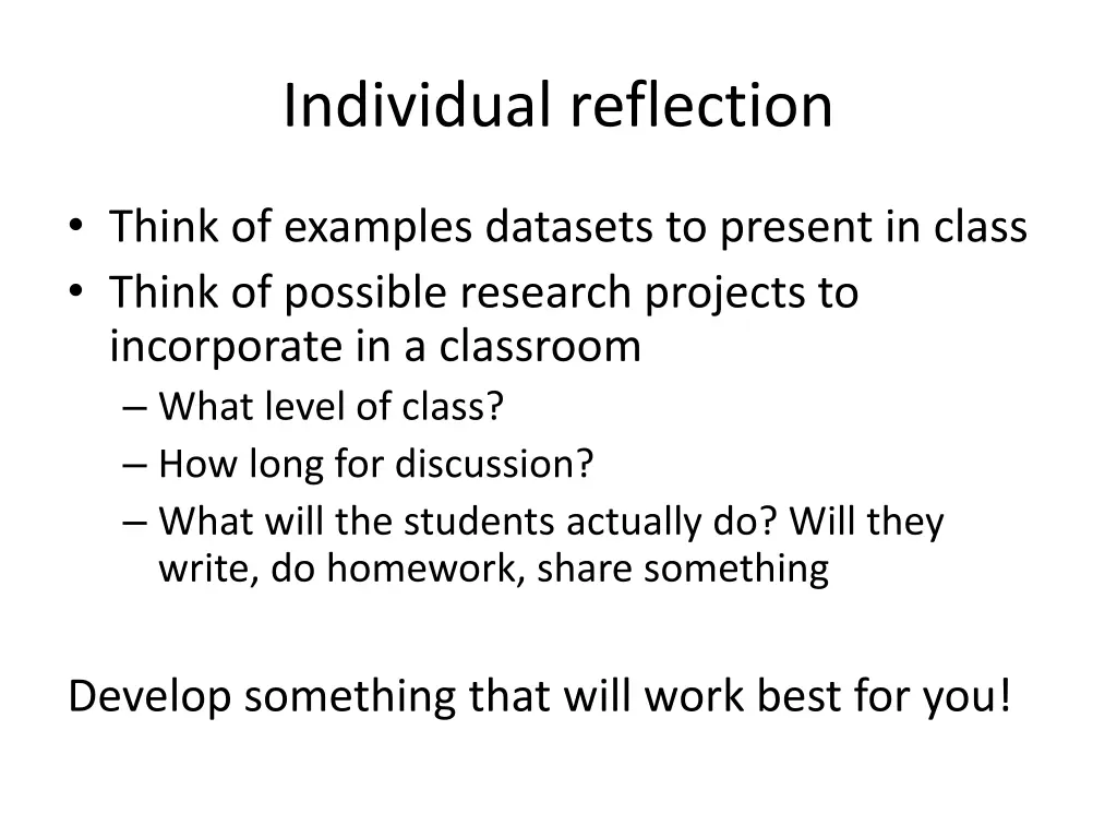 individual reflection