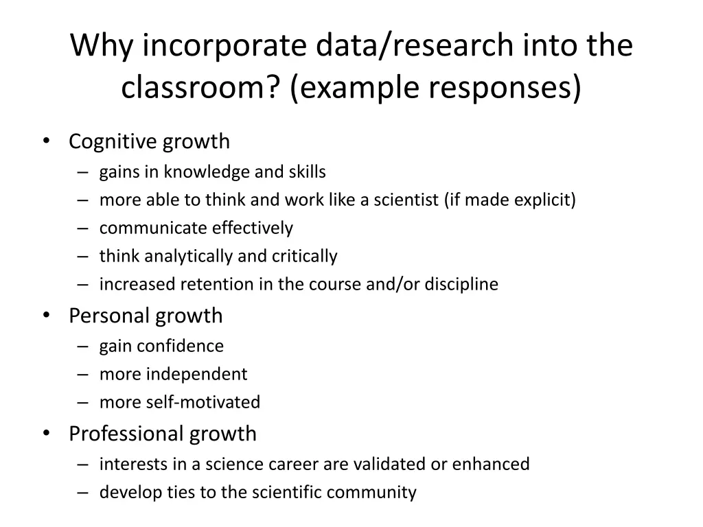 why incorporate data research into the classroom 1
